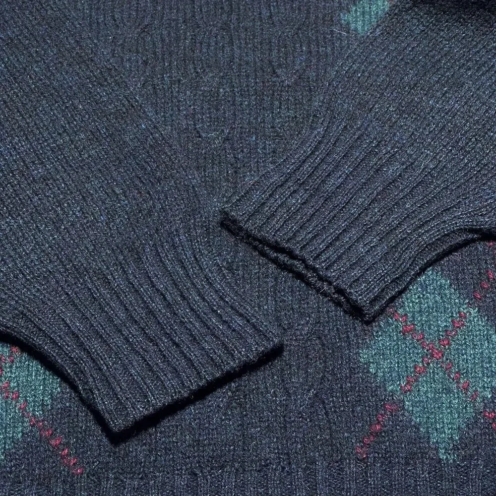Quill's Woollen Market Wool Ireland Hand‎ Crafted Argyle Marled Sweater Size XL